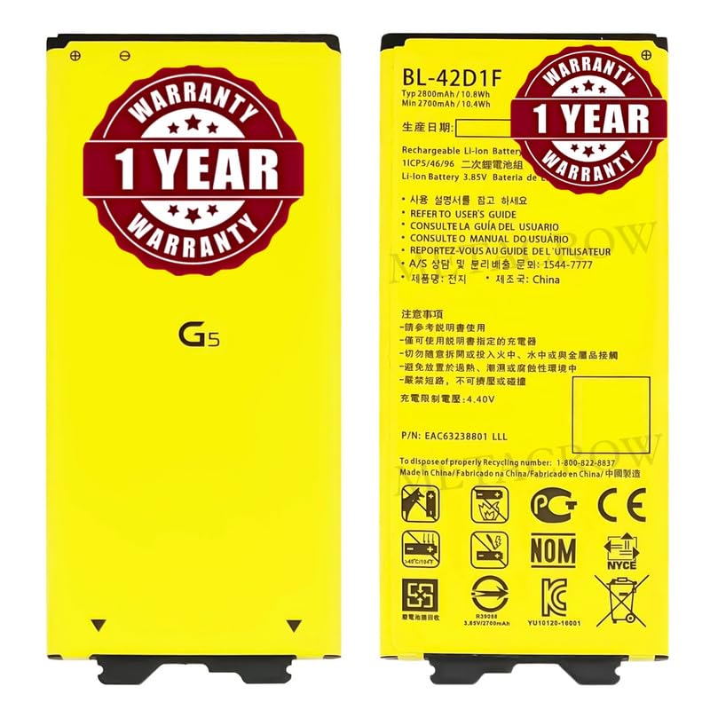 Image of Original BL-42D1F Battery Compatible for LG G5 (F700K, F700L, F700S, H820, H820PR, H830, H831, H840, H850, H860, LGAS992, LGLS992, LGUS992, RS988, VS987) - (2800mAh) - 1 Year Warranty CD6