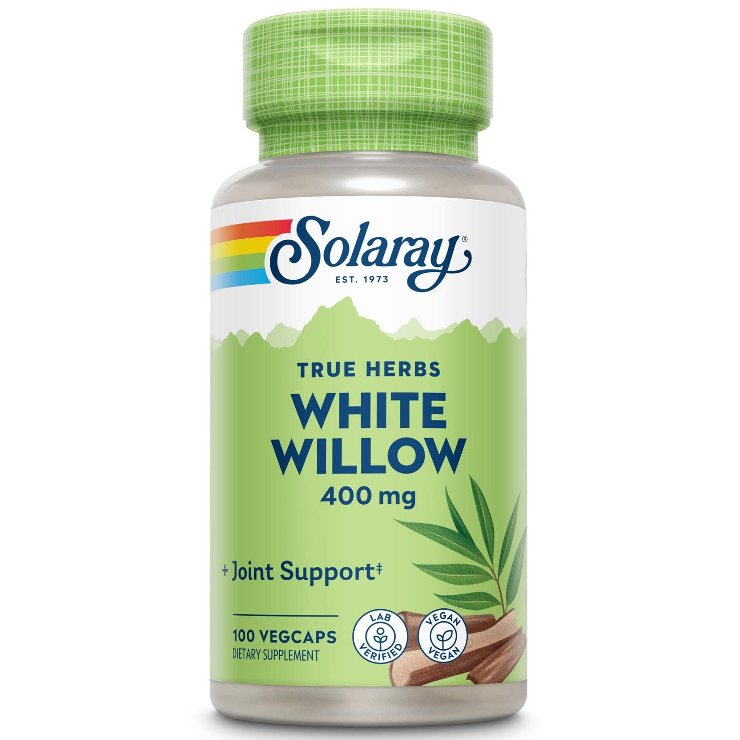 SOLARAYWhite Willow Bark 400mg | Scientifically Studied Herb | May Help Support Healthy Physical & Psychological Stress Response | Non-GMO | 100 Count | Pack of 2
