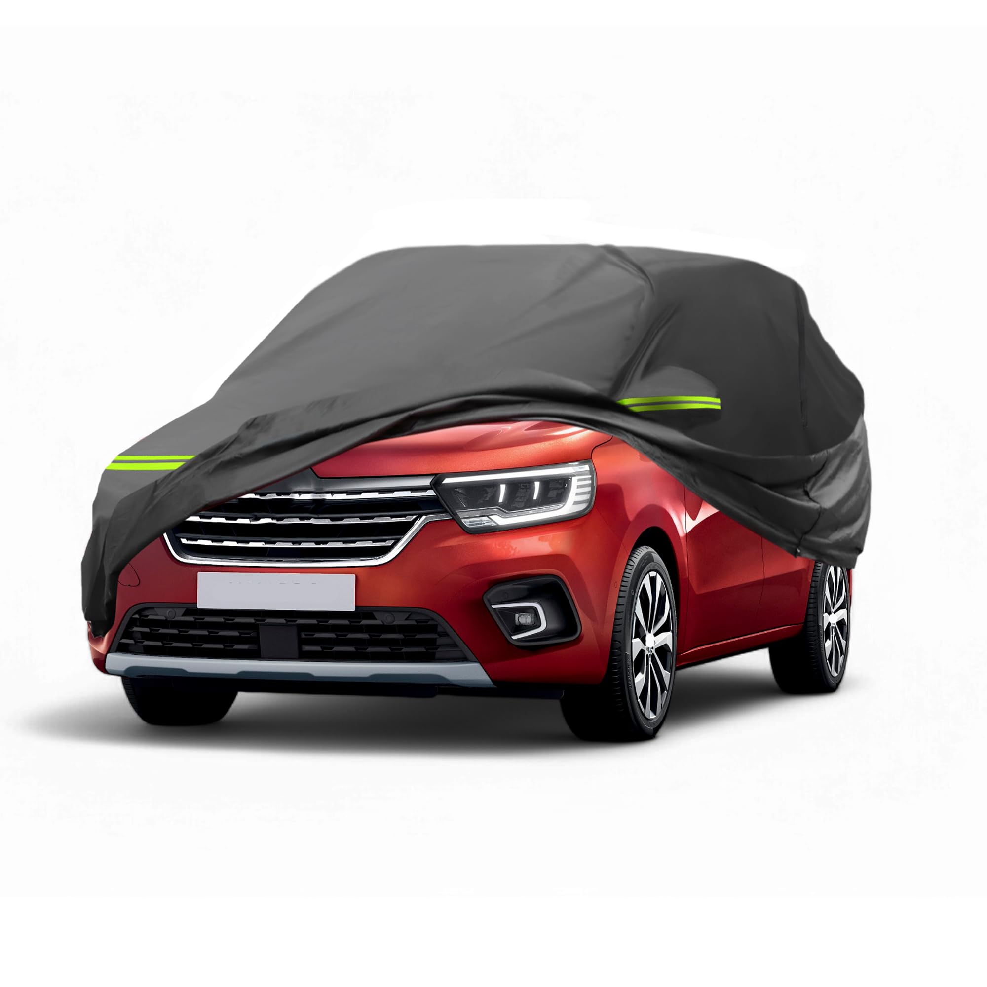 A ABSOPRO Housse Voiture Complète pour Renault Kangoo II 08-21 1pc | Couleur Noir, Matériau 210D-PU, Extérieur, Coupe-Vent, Protection Solaire, Fermeture Éclair Porte Conducteur, Respirant