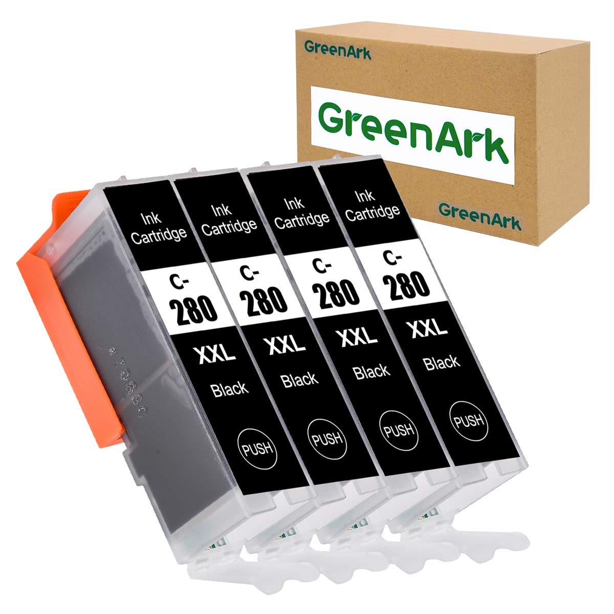 GreenArk Compatible Ink Cartridge Replacement for Canon PGI-280 PGI-280XXL BK Black Ink Tank 4 Pack Black Works for Canon PIXMA TR7520 TR8520 TS9120