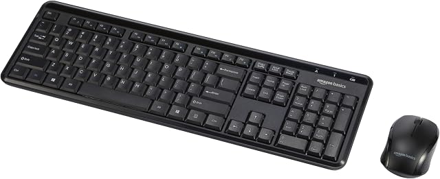 Amazon Basics Clavier et souris sans fil Combo - Calme et compact - US Présentation (QWERTY)