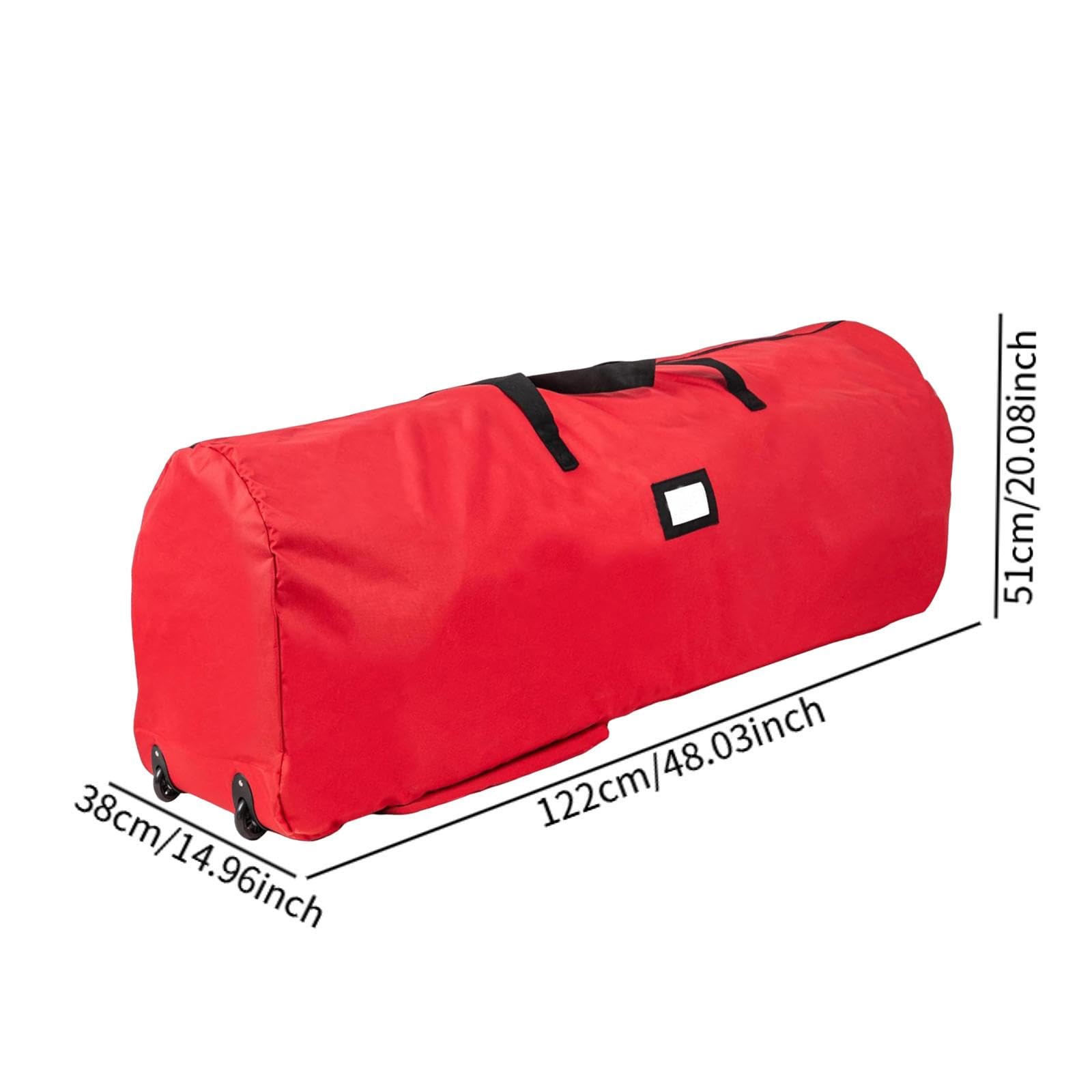 Sac de Rangement Arbre de Noël avec Roues et Poignées Protection Complète par Fermeture Zippée Tissu Oxford Résistant Adapté Au Transport et Au Stocka, Rouge 122x38x51cm