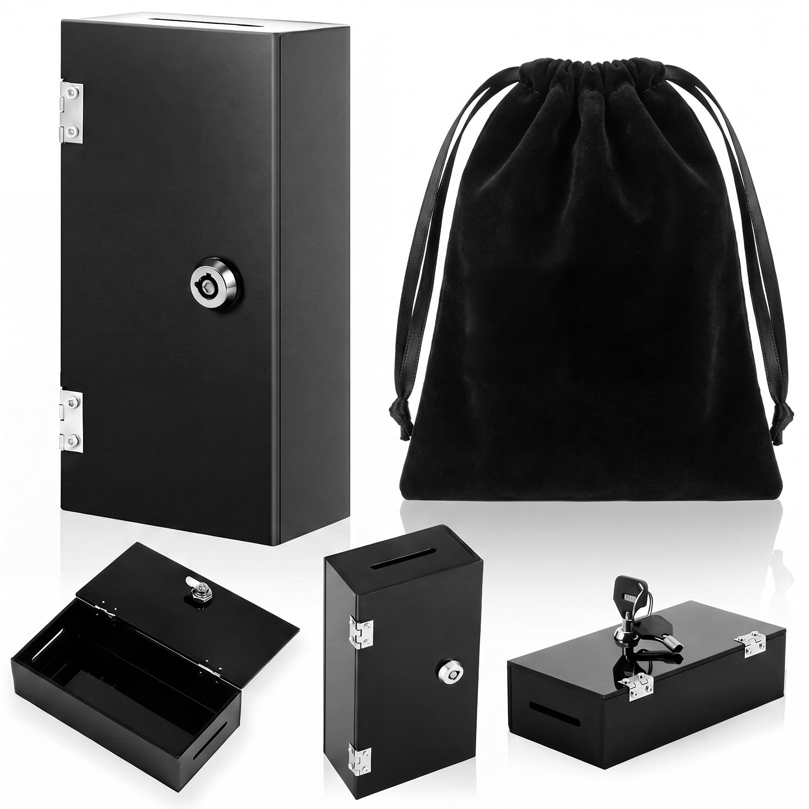 CroBlissful Lock Casino Box with Key &amp; Money Slot, Pocket Sized, Black