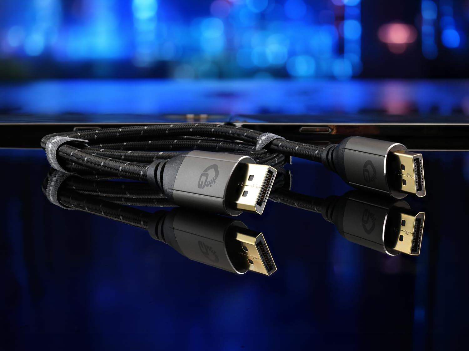 Câble DisplayPort 2.1 2,0 m - 80 Gbit/s UHBR20, 8K 240Hz, 4K 540Hz, HDR10, FreeSync, G-Sync, DSC, pour gamer, streamer et créateur haut de gamme