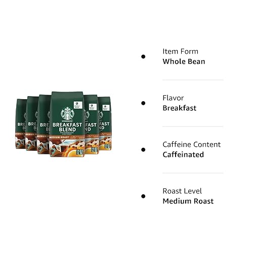 Miniatura 10 de Starbucks - Breakfast Blend - Café en grano de tueste medio, 100 % Arábica - 6 bolsas (12 onzas cada una)
