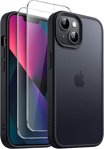JETech 3 in 1 Matte Case for iPhone 13, Black