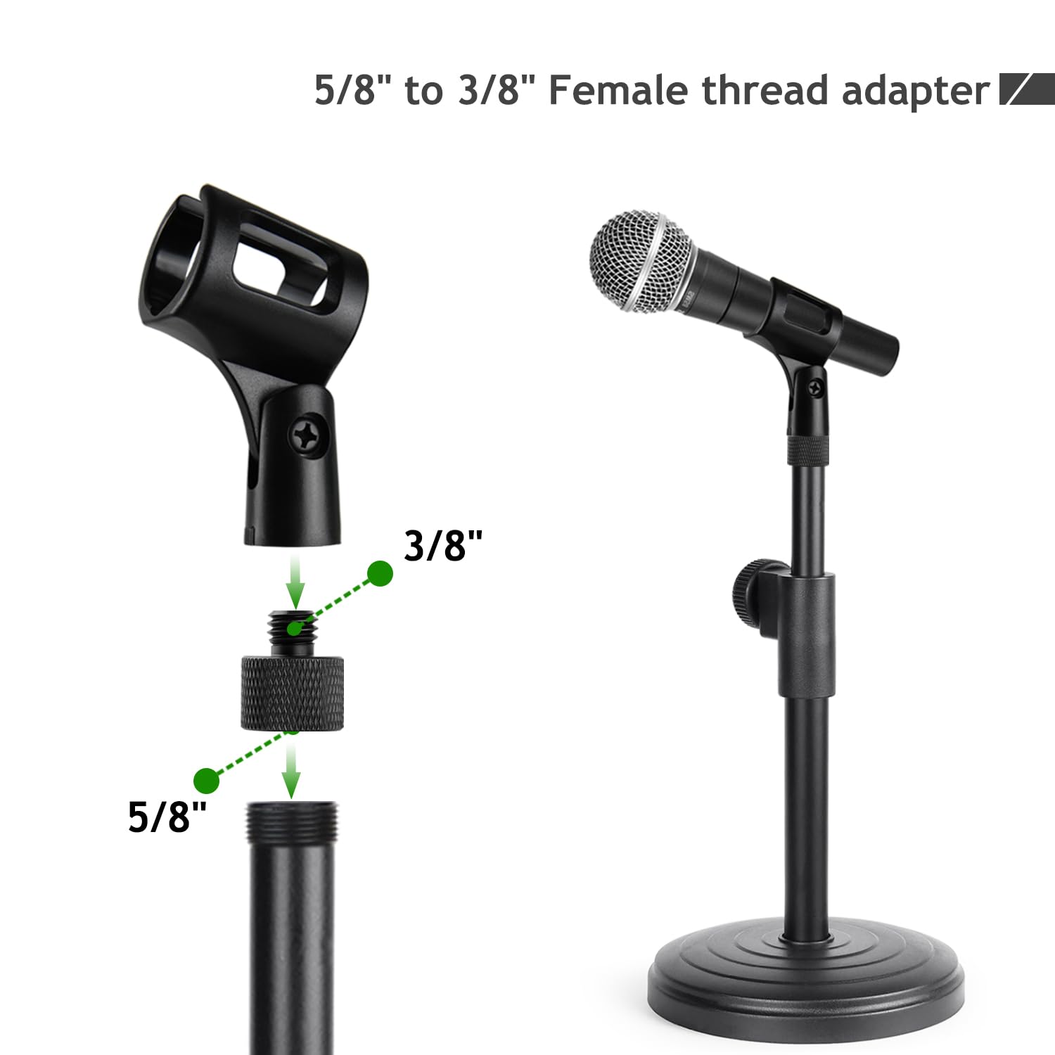 9 Pezzi Adattatori Filettati Per Supporto Microfono, Da 5/8-20 A 3/8 E 1/4, Con Tubo Prolunga Da 76 Mm, Per Treppiede E Asta Microfono - 2