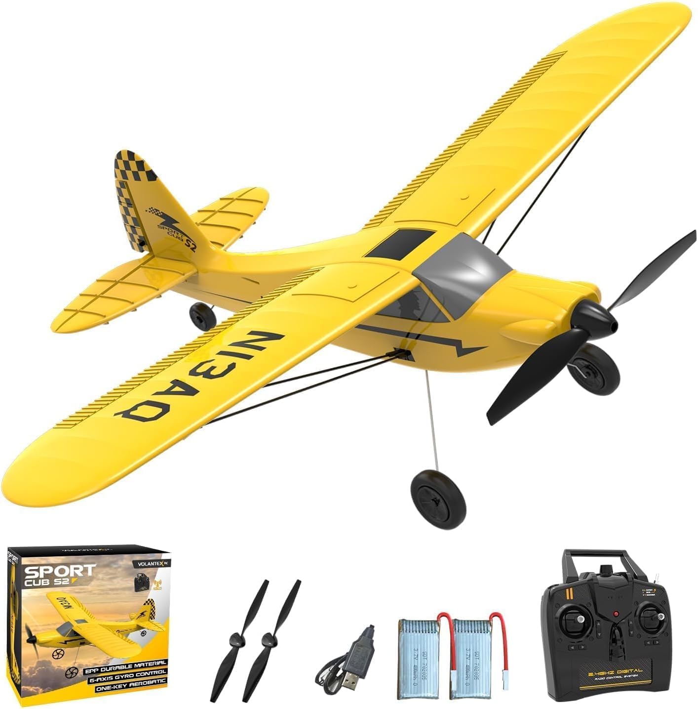 VOLANTEXRC RC Airplane 2.4Ghz 3CH Sport Cub S2 400mm Remote