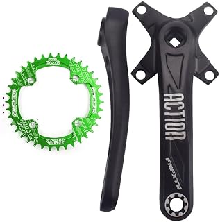 Bielas integradas huecas para bicicleta de montaña, 104BCD, platos y bielas de 34/36/38 dientes, de aleación de aluminio de 170/172,5/175 mm, para 8/9/10/11/12 velocidades (color: verde, 175 mm, tama