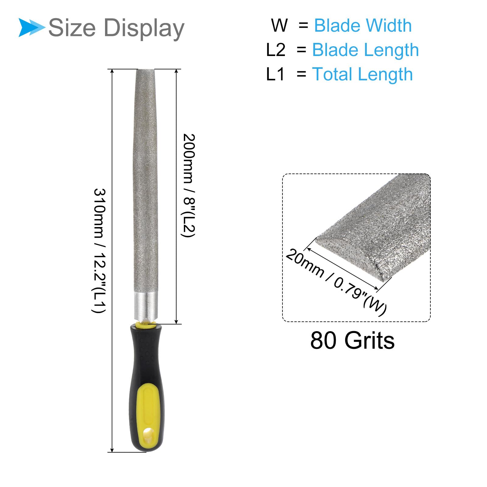 CoCud Diamond Coated Half Round File, 8 Inch 80 Grits, Diamond Hand Rasp with Non-Slip Handle - Image 2