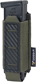 IDOGEAR Pistol Mag Pouch 9mm Magazine Pouches MOLLE Holder with Carbon Fiber Patterned PP Plate Construction Single Magazines Carrier - IDOGEAR