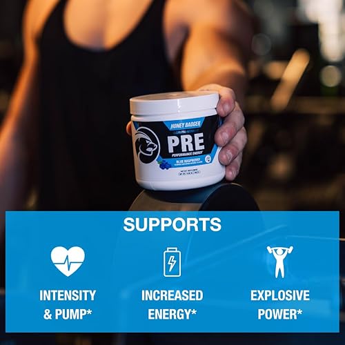 Miniatura 3 de Honey Badger Polvo de preentrenamiento preentrenamiento vegano keto para hombres y mujeres con vitamina C para apoyo inmunológico beta alanina y