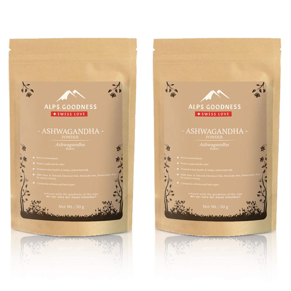 Alps Goodness Ashwagandha Powder for Skin & Hair (50 g, Pack of 2) - Keeps Skin Glowing, Helps Reduce Hairfall - 100% Pure & Natural