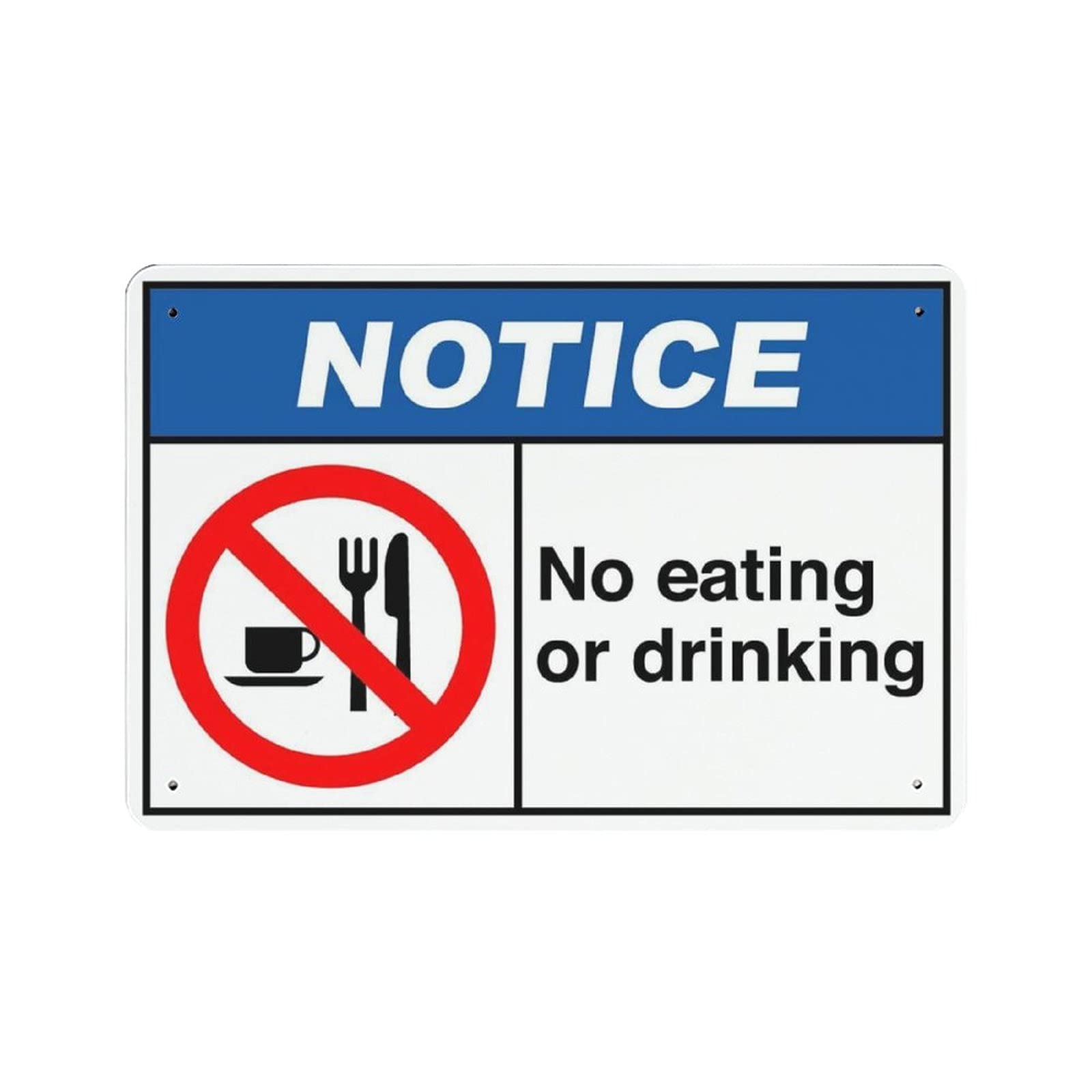 Metal Tin Sign No Eating Or Drinking Notice Vintage Tin Poster Metal Sign Wall Decoration Country Kitchen Home Garage Decor 8"x12"