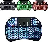 Gtek Mini Teclado Sem Fio com Touchpad e Mouse Retroiluminado em 3 Cores (Azul/Verde/Vermelho) - Compatível com Android Boxes/Smart TVs/IPTV Boxes - Faixa de Operação de 15 Metros (Máx.)