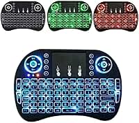 Gtek Mini Teclado Sem Fio com Touchpad e Mouse Retroiluminado em 3 Cores (Azul/Verde/Vermelho) - Compatível com Android Boxes/Smart TVs/IPTV Boxes - Faixa de Operação de 15 Metros (Máx.)