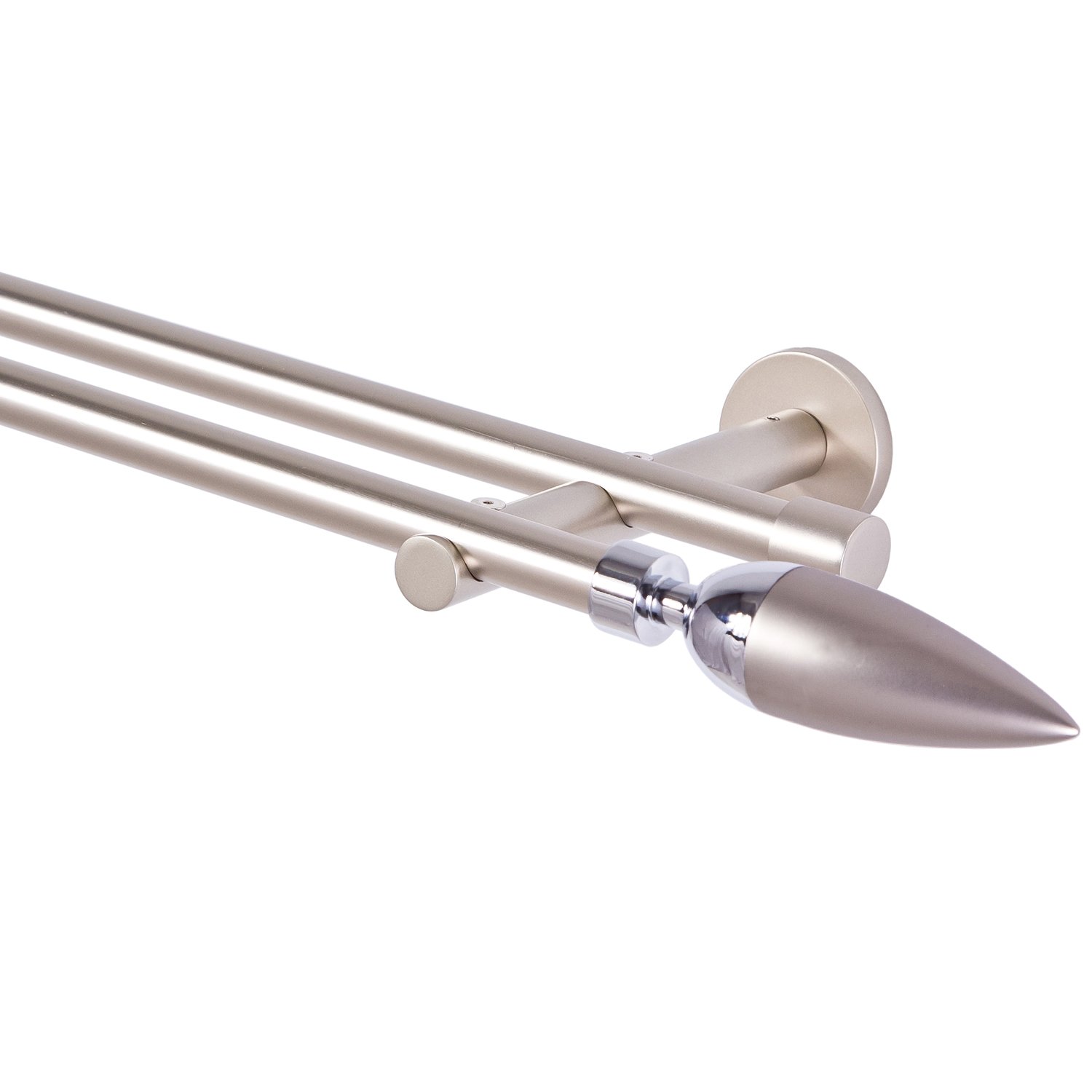 MDEKOR Tringle à rideaux 2 voies en chrome Mat Métal, Taille 160