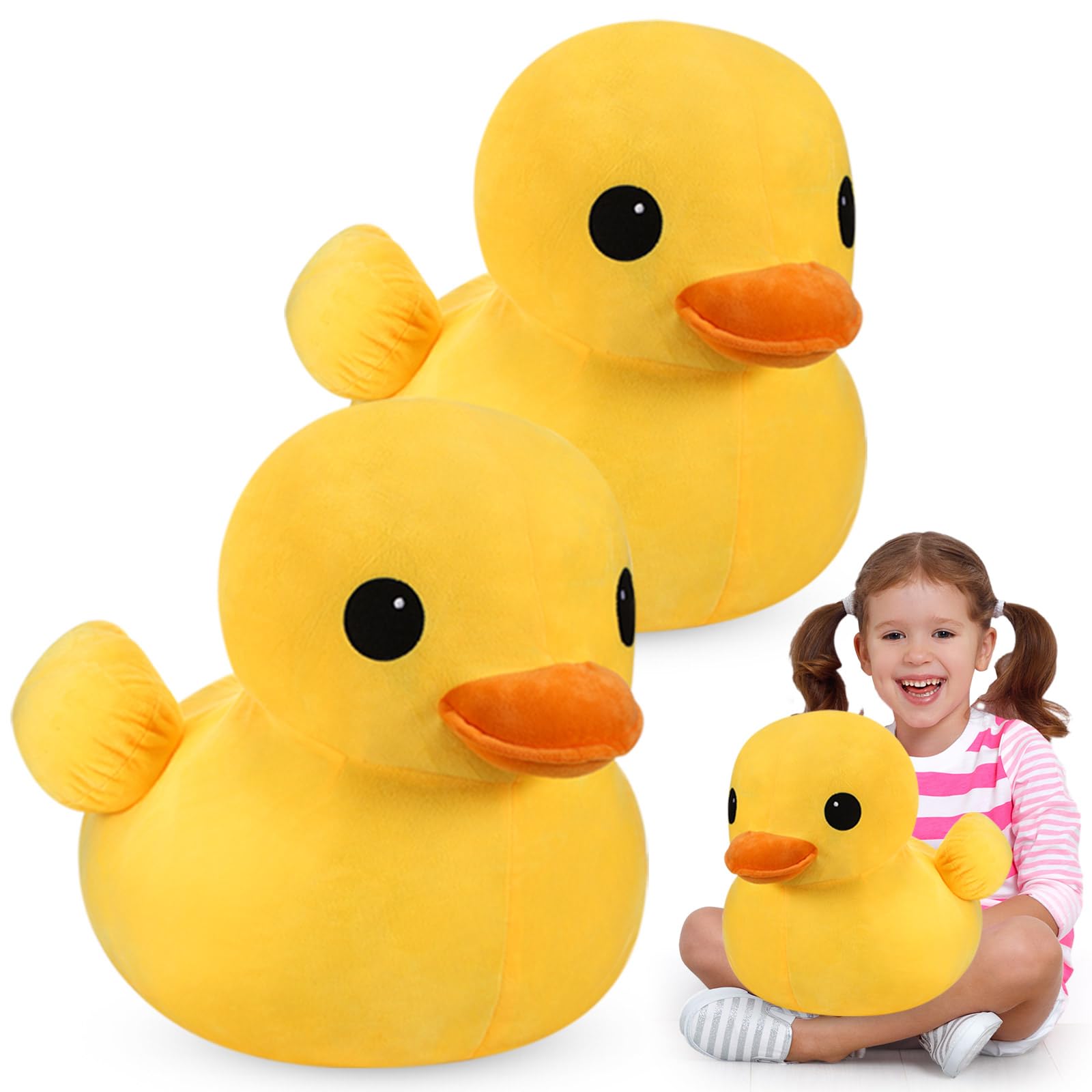 Leyndo Pcs Giant Plush Yellow Duck Soft Stuffed Animal Toy Duck Stuffed  Plush Pillow Huggable Animal Dolls Play Set Toy for Boys Girls Birthday Gift