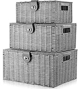 Amazon.com : Homepeaz Set of 3 Woven Storage Basket Bin Wicker Hamper ...