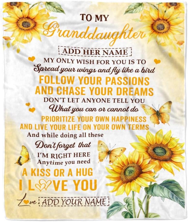 Personalized to My Badass Granddaughter Blanket from Grandpa Papa I Am The Storm Granddaughter Gifts Birthday Christmas Customized Fleece Throw Blanket (50 x 60 in Youth Size)