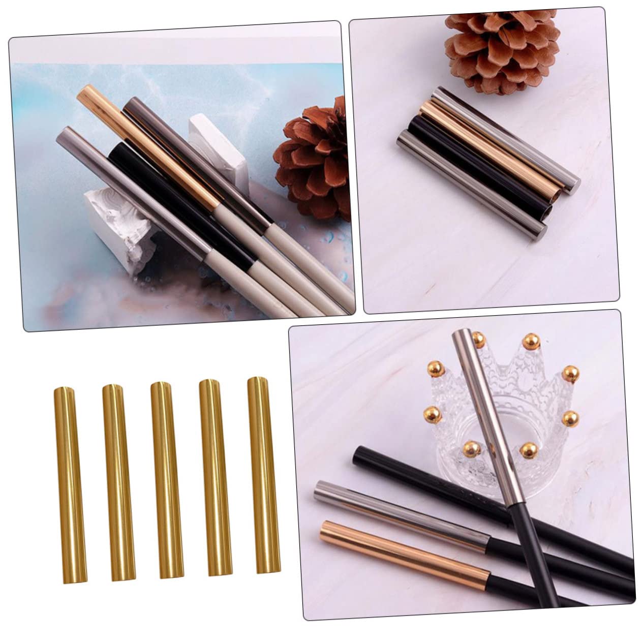 Opaque Pen Caps 5 Pack Zinc Alloy Light-proof Covers for Manicure Pens