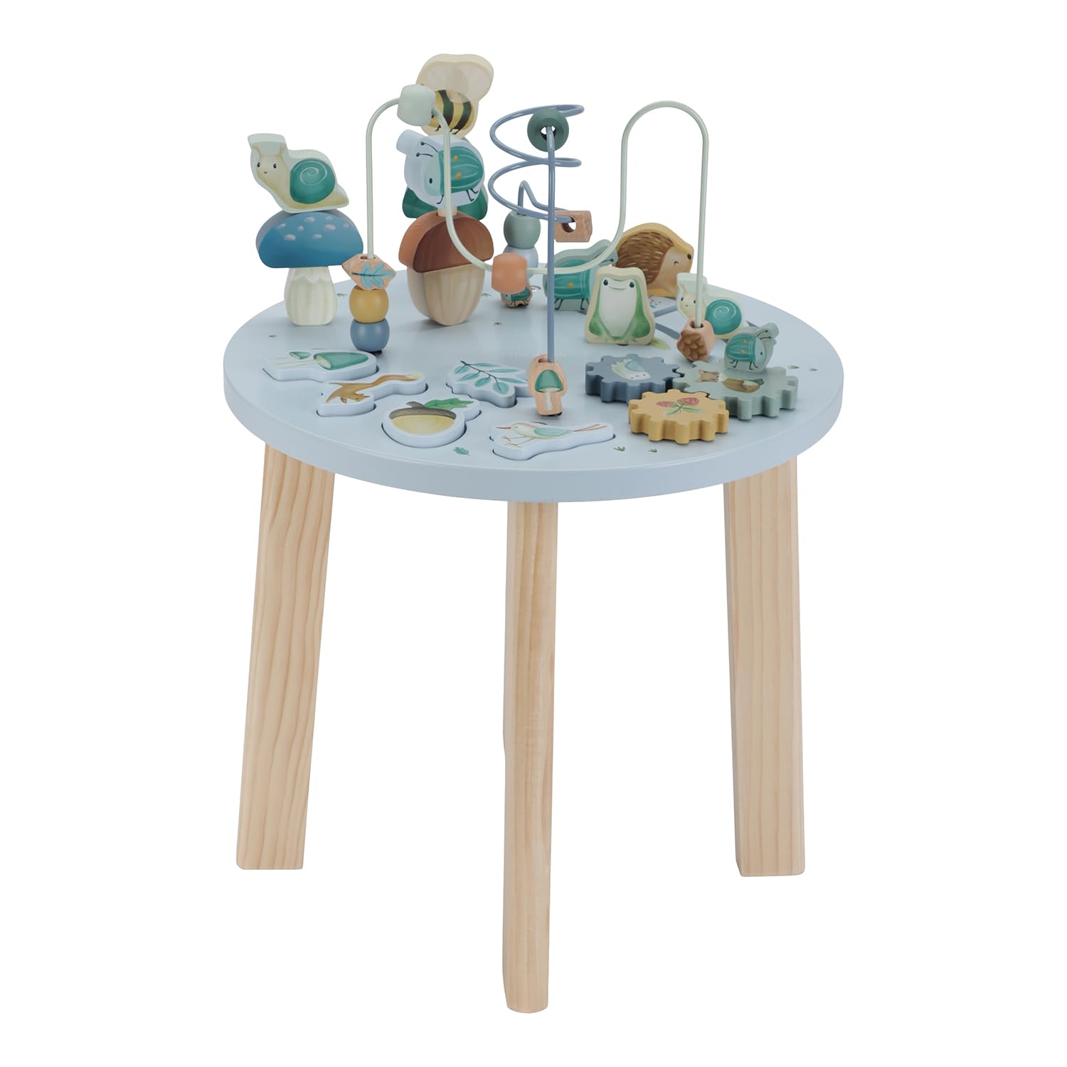 Little Dutch 7241 Forest Friends - Mesa de Actividades de Madera para Niños, Color Azul