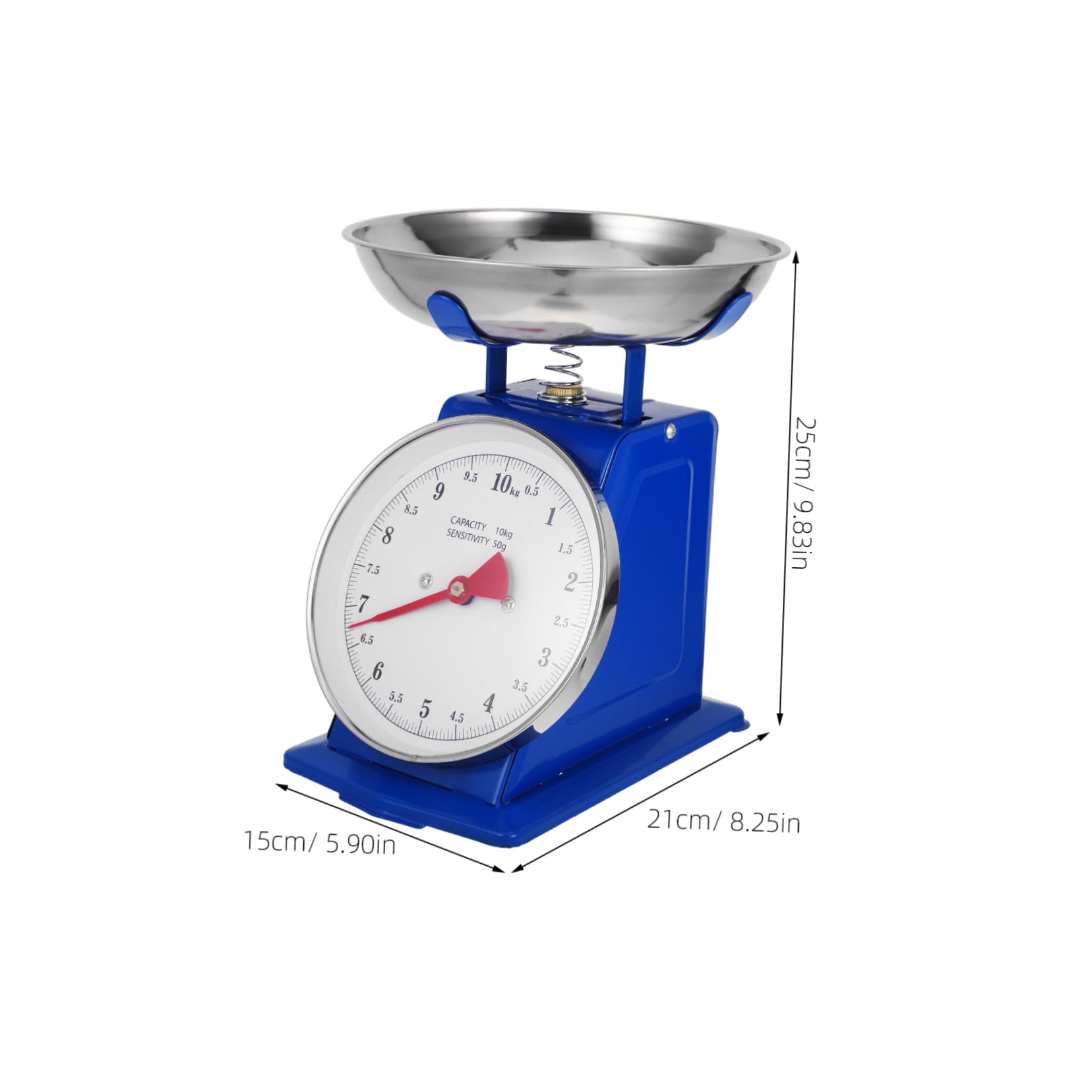 IMIKEYA Báscula De Cocina Mecánica Vintage 10 Kg Tamaño Medio Acero Inoxidable Sin Pilas Para Repostería y Preparación De Comidas Con Recipiente Desmontable y Esfera De Fácil Lectura