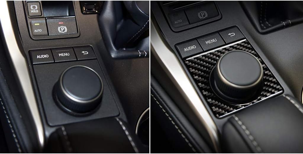 Real Carbon Fiber Interior Trim Compatible with Lexus NX 200 300 200t 300h 2015-2021 2016 2017 2018 2019 2020 Car Multimedia Control Knob Sticker Decor Cover Accessories Decal Black