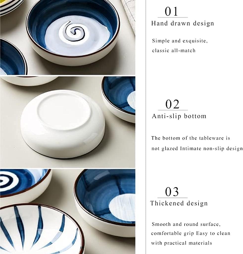 Dipping Sauce Dishes Ceramic Round Soy Sauce Dipping Bowls Dipping Bowls Porcelain Snack Sushi BBQ and Serving Bolw Set (2pack) (Color : A) (B)