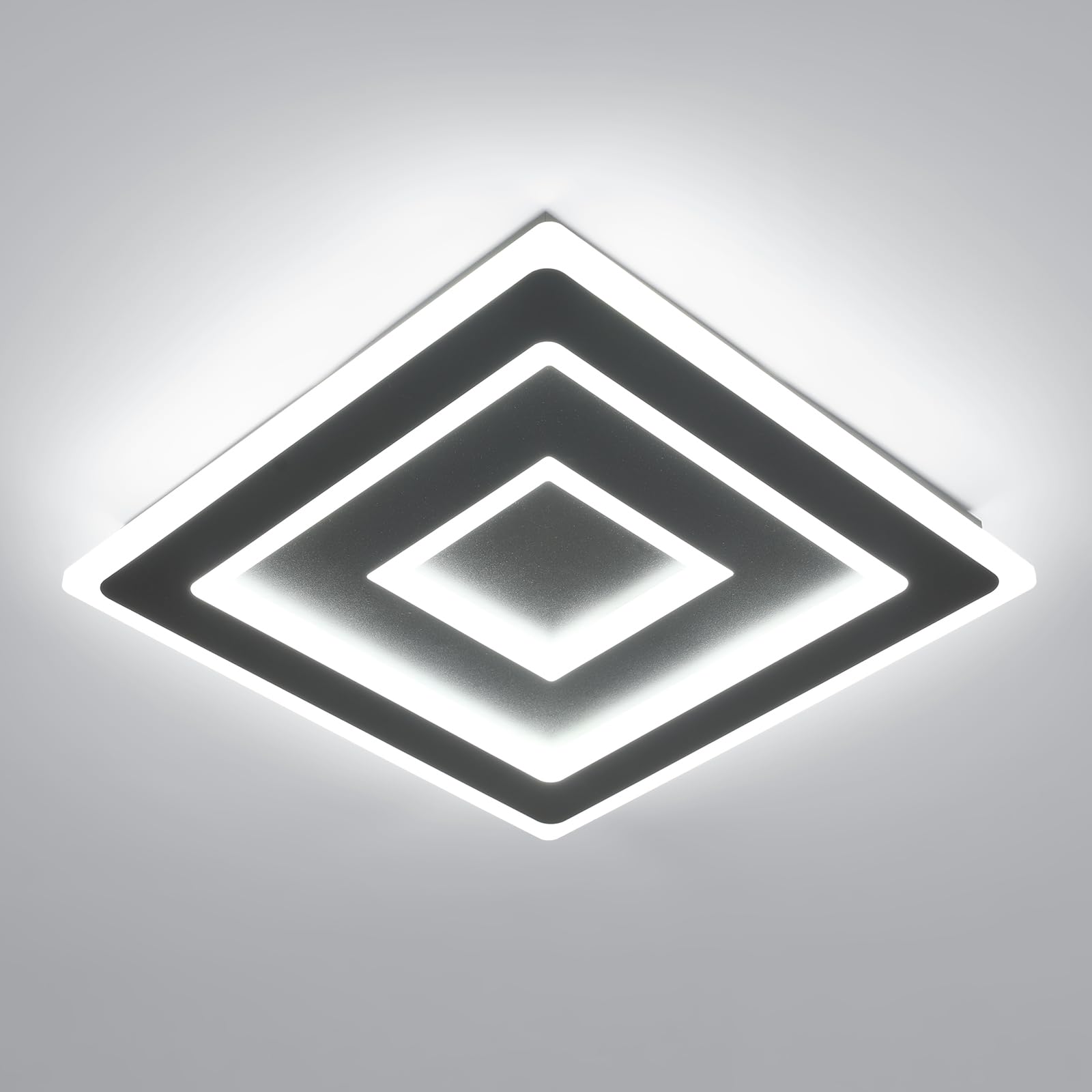 Comely Modern Square LED Ceiling Light, 52W 5850LM Black Acrylic LED Ceiling Lamp, Chandelier for Bedroom, Living Room, White Light 6500K, 40cm