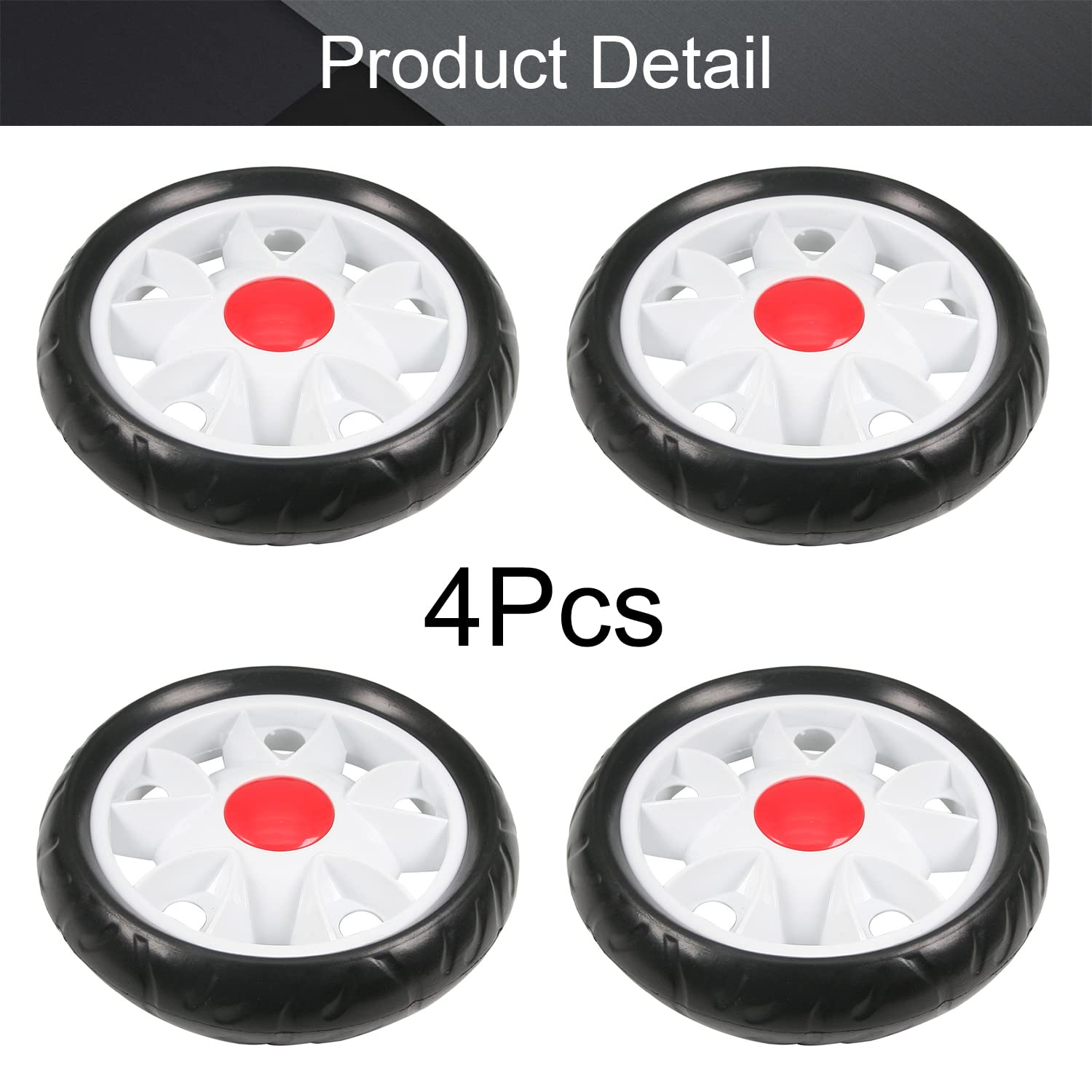 MroMax 2pcs 150mm Plastic Single Wheel – Stroller, Cart, Trolley Replacement Roller (Black & Blue)