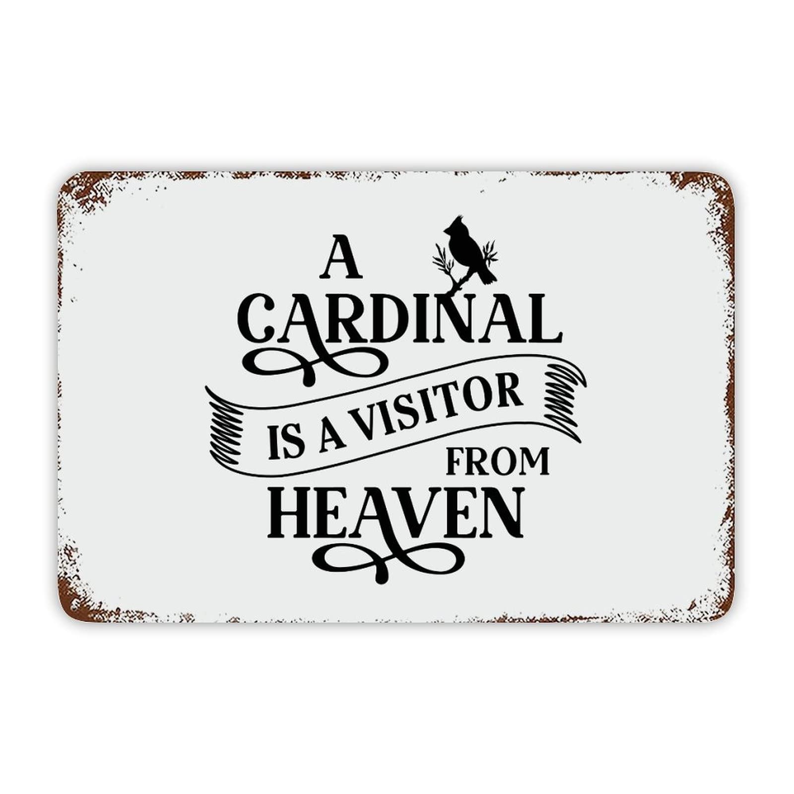 ENEDNATE Christmas Metal Sign,A Red Bird is A Visitor from Heaven Vintage Farmhouse Decorative Aluminum Tin Metal Signs with Saying for Living Room Bedroom Home Decor Print Poster Wall Art 8x12 Inch