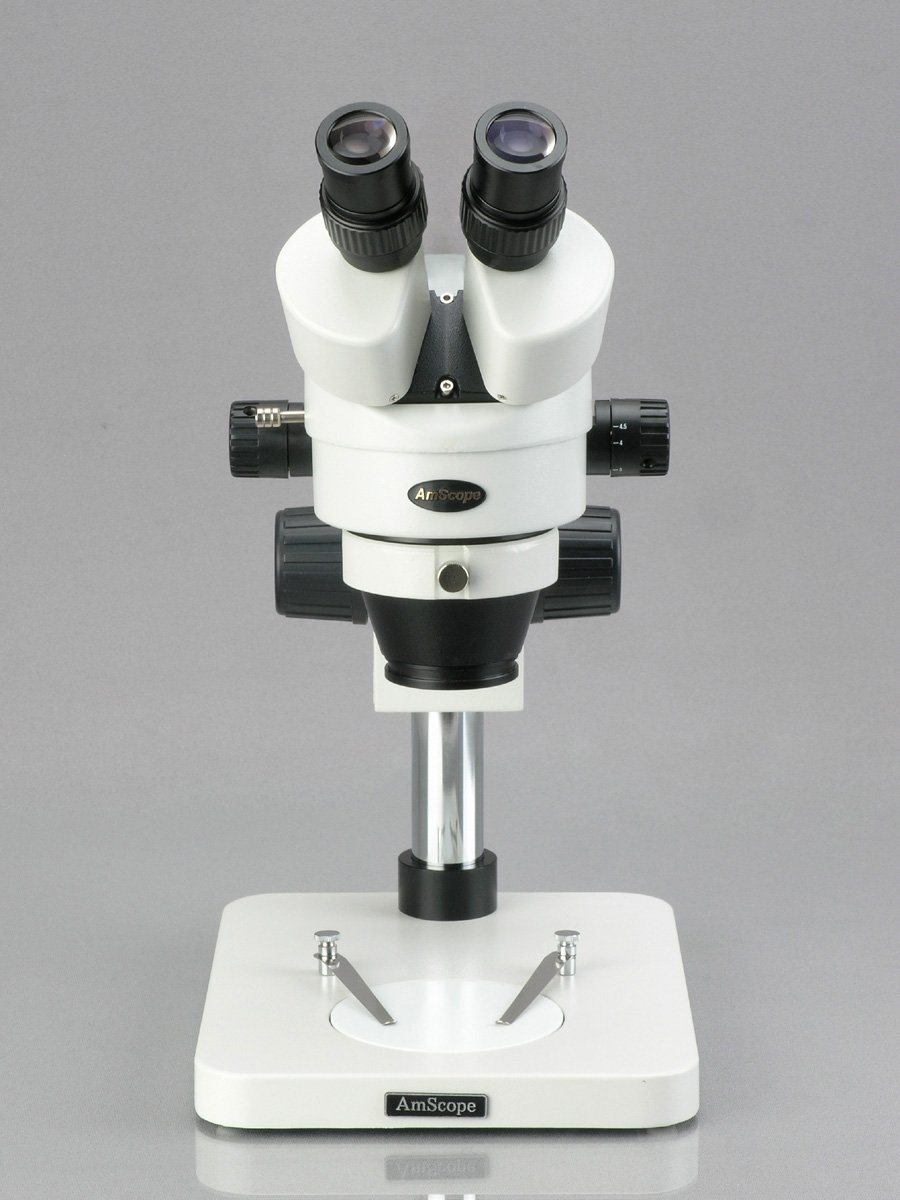 AmScope SM-1BSX-144S Super-Weitfeld-Sezierzoom-Stereomikroskop mit 144-LED-Ringlicht, 3.5X-45X, Weiß