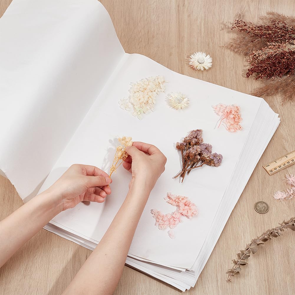 BENECREAT 100 Stück Blumenpresspapier Löschpapier Für Herbarium Bastelarbeiten, 42x60cm Löschpapier Für Herbarium Und Blumenpresse