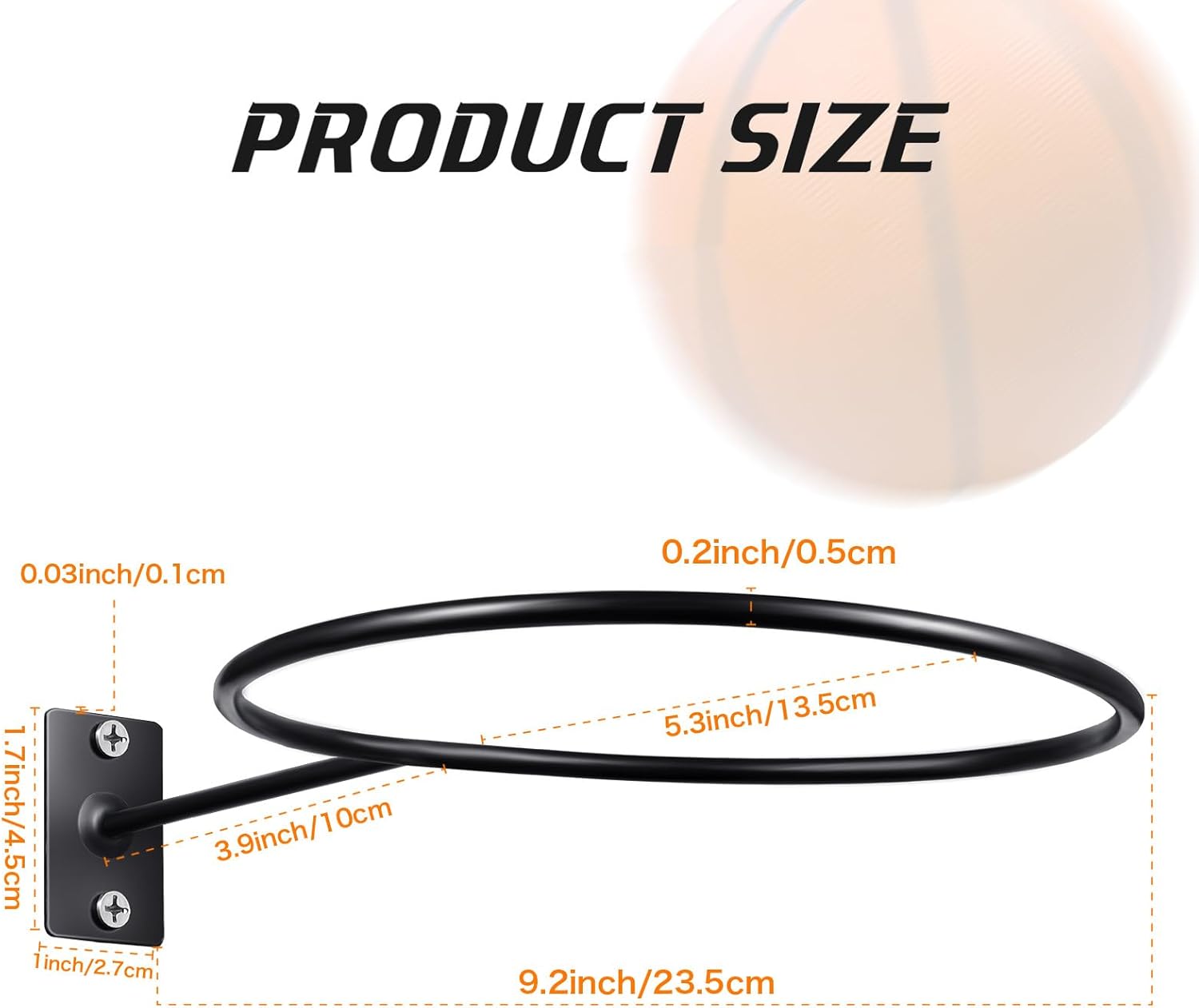 Threan Basketball Holder Wall Mount, Sports Ball Storage Display Rack for Basketball Football Volleyball Soccer, Metal Black Ball Holder, Room Decor Saver Storage Display