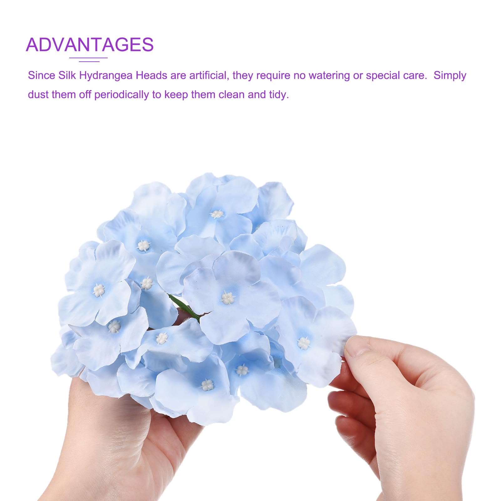DMiotech 30 Set Blue Silk Artificial Hydrangea Heads Wedding Fake Hydrangea Flowers with Stems for Wedding Vases Flower Walls Gift Decor - Image 4