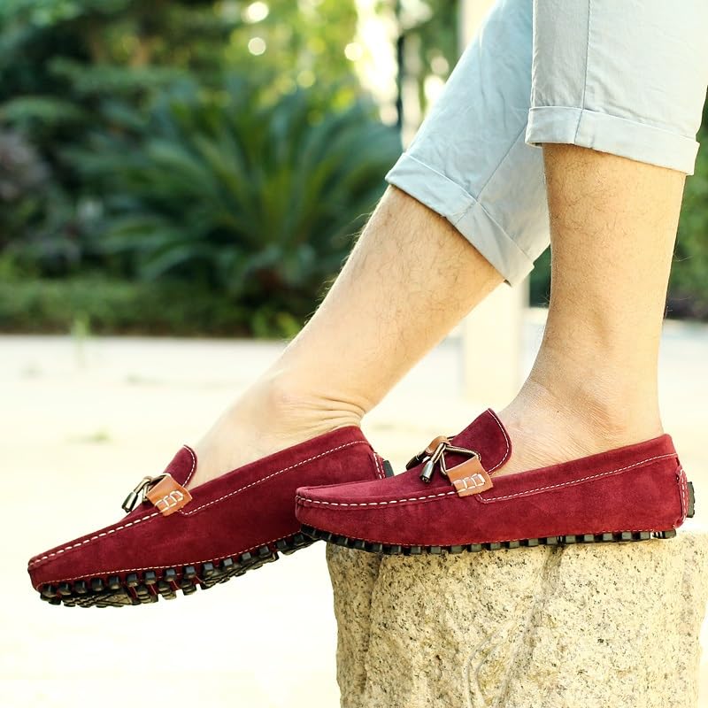 Mens Loafers Shoe Round Toe Suede Vamp Driving Style Loafer Resistant Anti-Slip Flexible Wedding Slip On4