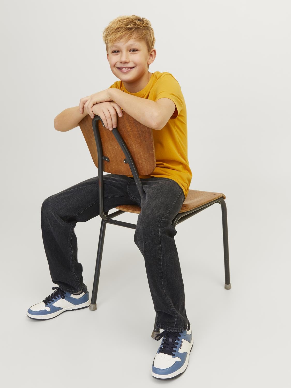 JACK&JONES JUNIOR Spodnie jeansowe chłopięce, czarny denim, 128