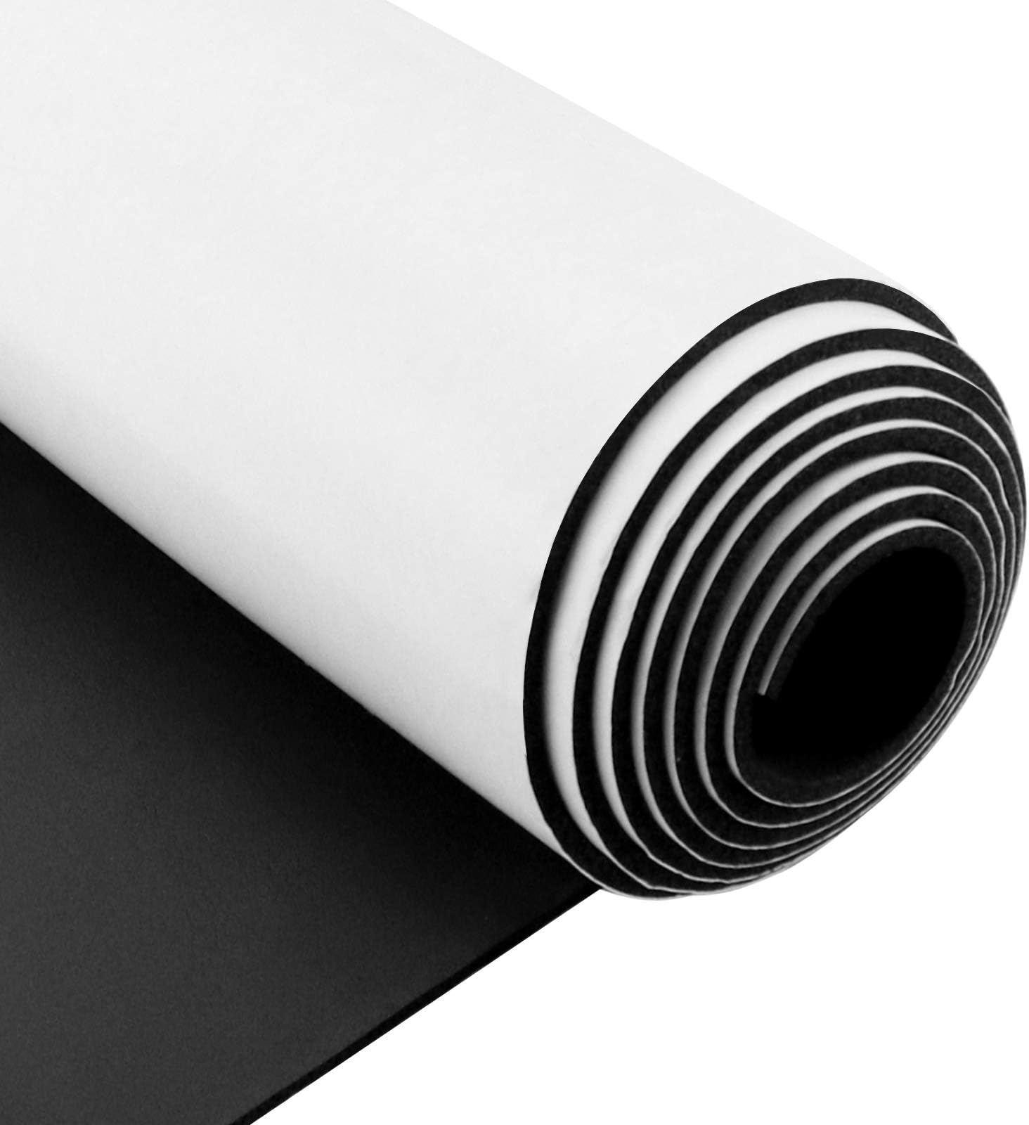 Foam Insulation Neoprene Sheets with Adhesive,Multi-Function Soundproof Large Marine Closed Cell Neoprene Rubber Roll (W：12 Inch T:1/8 Inch L:59 Inch,Black)