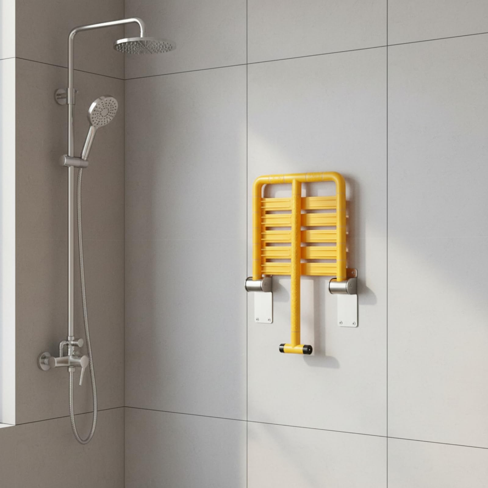 Amagogo Asiento para Ducha Pared | Ahorra Espacio, Asiento Ducha con Patas, Antislizante, para Baño, uarios Mayores,