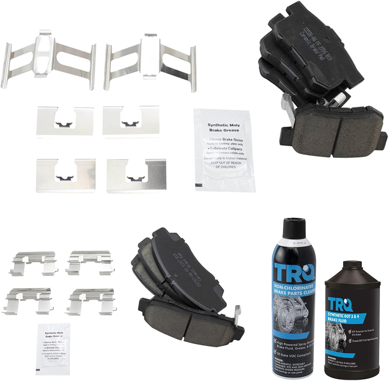 Front & Rear Brake Pads Brake Chemical Kit Ceramic Compatible with 2001-2003 Acura CL 1999-2004 RL 1999-2008 TL