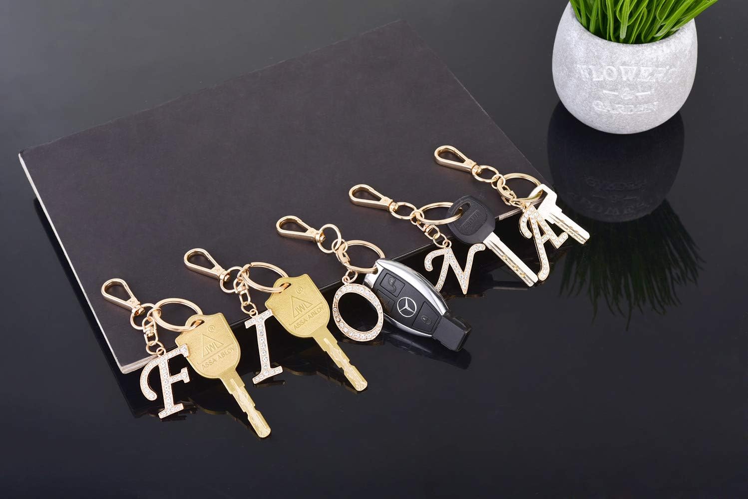 AlphaAcc Keychain for Women Purse Charms for Handbags Crystal Alphabet Initial Letter Pendant with Key Ring image 5