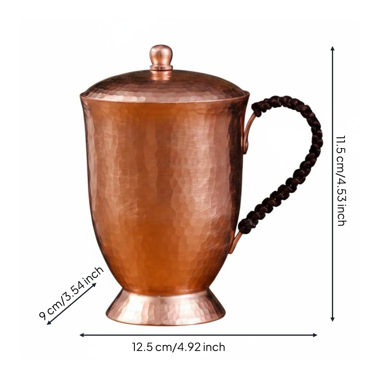 predolo Set di Tazze in Rame Fatto a Mano Tazza in Rame con Manico Food Vasellame per Bar