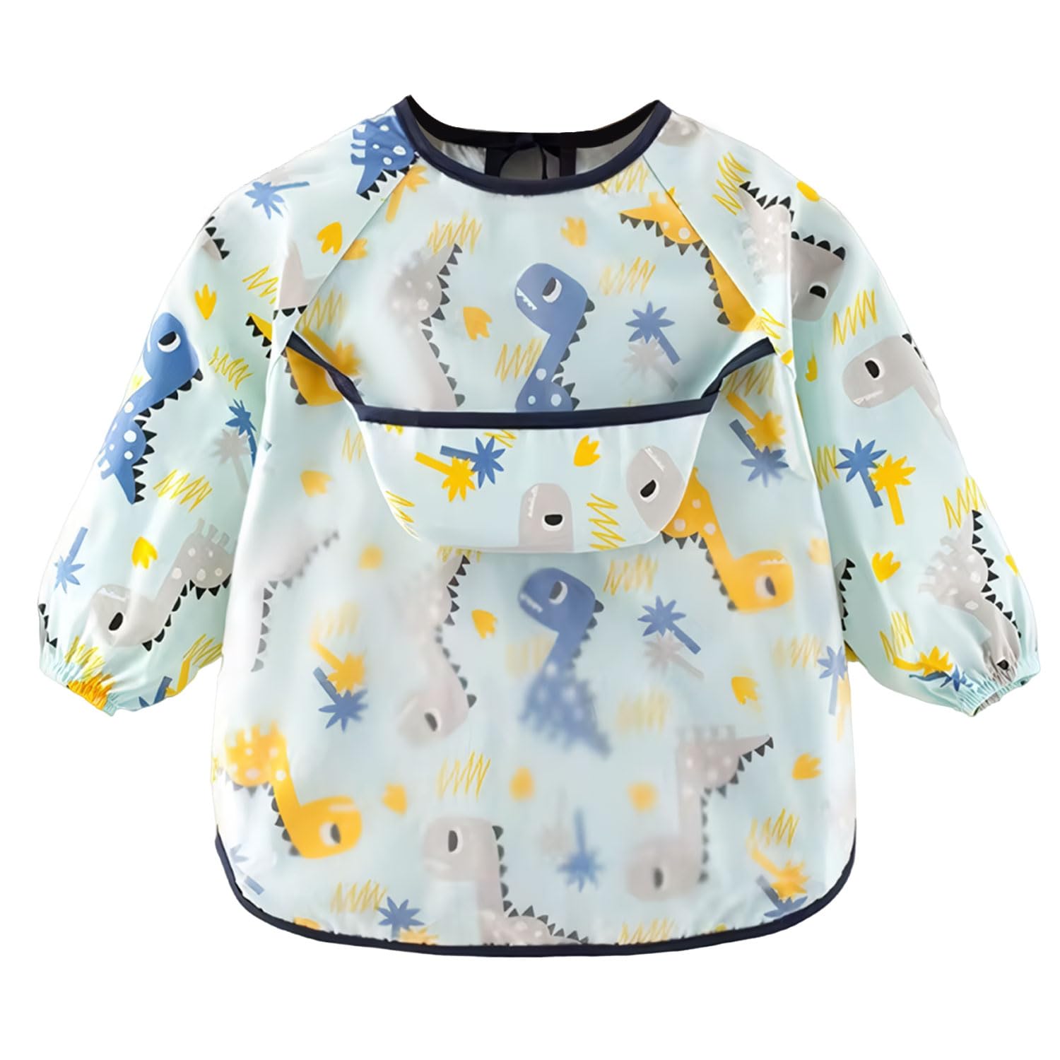 CoolShef Waterproof Baby Bibs for Boys & Girls 6-24 Months, Soft Cotton Feeding Bibs with Sleeves, Adjustable Newborn Bibs, Cute Cartoon Apron for Babies, Washable Toddler Bibs