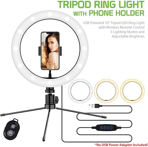 Miniatura 6 de Anillo brillante para selfie con luz tricolor compatible con tu Karbonn Aura Sleek Plus de 10 pulgadas con control remoto para transmisión en