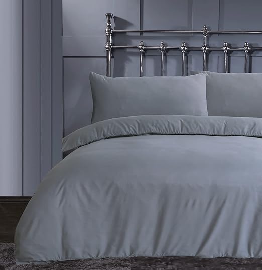 Linen Home Super King Size Duvet Set Grey Soft & Breathable