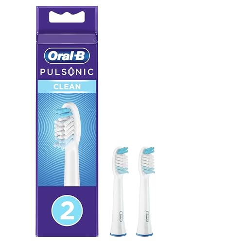 Oral-B Pulsonic Clean Aufsteckbürsten — ORIGINAL Zahnbürstenaufsatz für Oral-B Schallzahnbürste — Ersatzbürsten, Bürstenköpfe für Elektrische Zahnbürste für eine Gründliche Reinigung — Weiß, 2 Stück