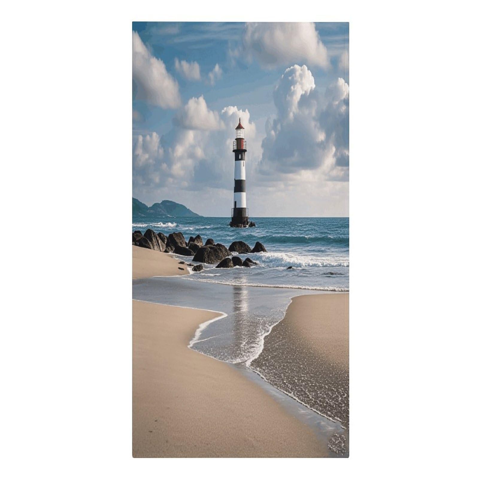 VstaDank Sea Lighthouse Sandbeach Beach Towel Vacation Essentials Sand Free Soft Quick Dry Swim Towels 61"x30" Modern Extra Large Towels Lightweight Microfiber Beach Towel for Swimming Pool