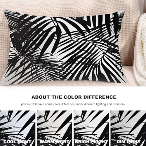 Housse de coussin palmier noir et blanc lavable avec fermeture éclair cachée - 7