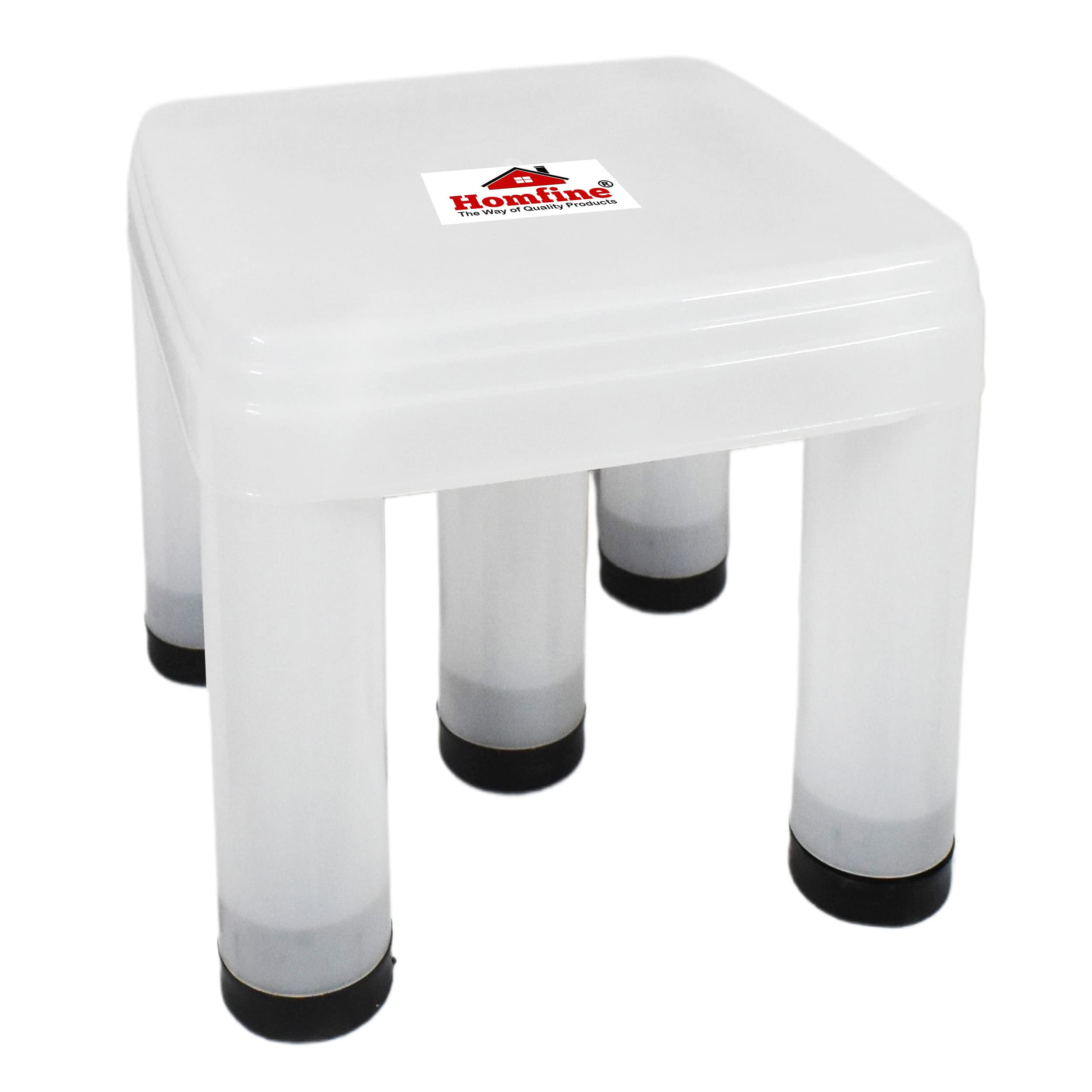 Homfine 5 Legs Strong Patla X-Large Bath Stool for Multiple Use in Bathroom, Home, Kitchen, Office (35x35x32.5cm, Square, 1Pc) - White